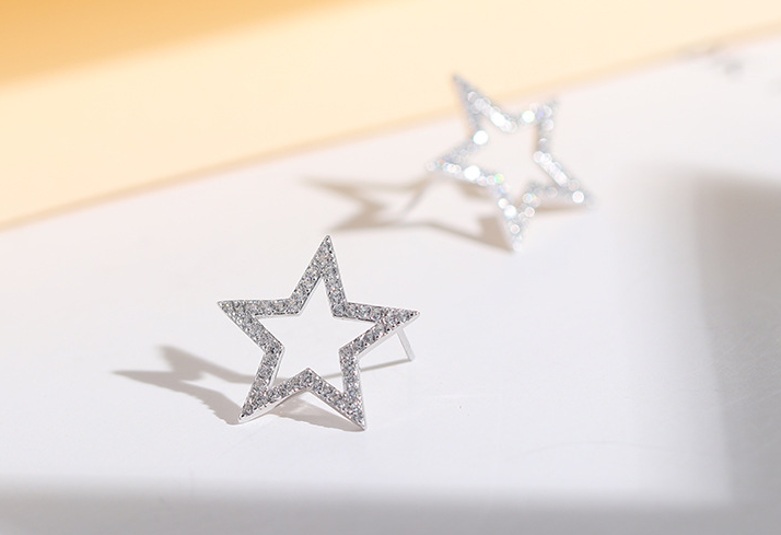 Sterling Silver STAR studded silver earrings