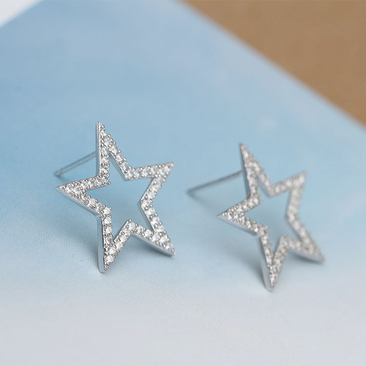 Sterling Silver STAR studded silver earrings