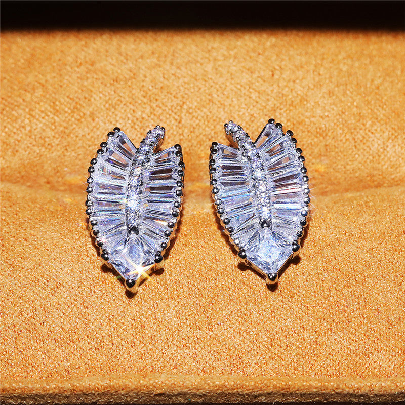 Delicate Leaf Shaped Stud Earrings