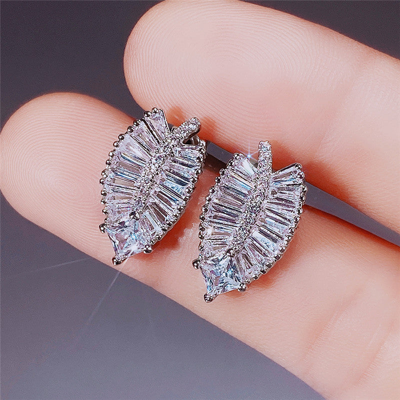 Delicate Leaf Shaped Stud Earrings