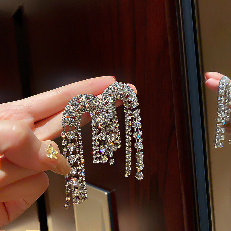 Splendid Silver Diamond Grandeur Tassel Earrings