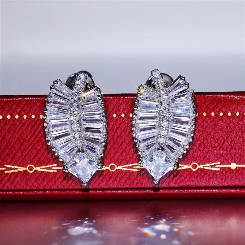 Delicate Leaf Shaped Stud Earrings