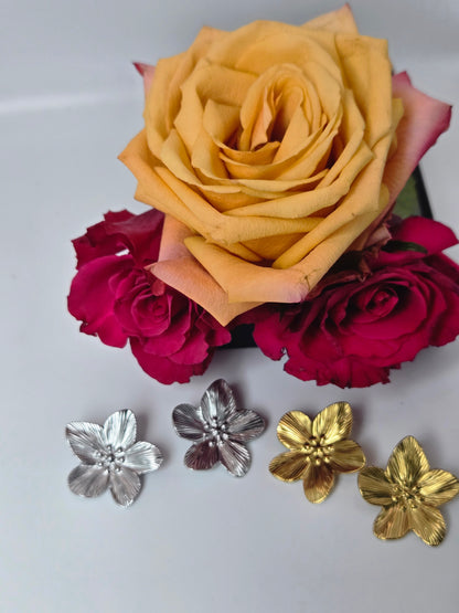 Gold Flower Stud Earrings