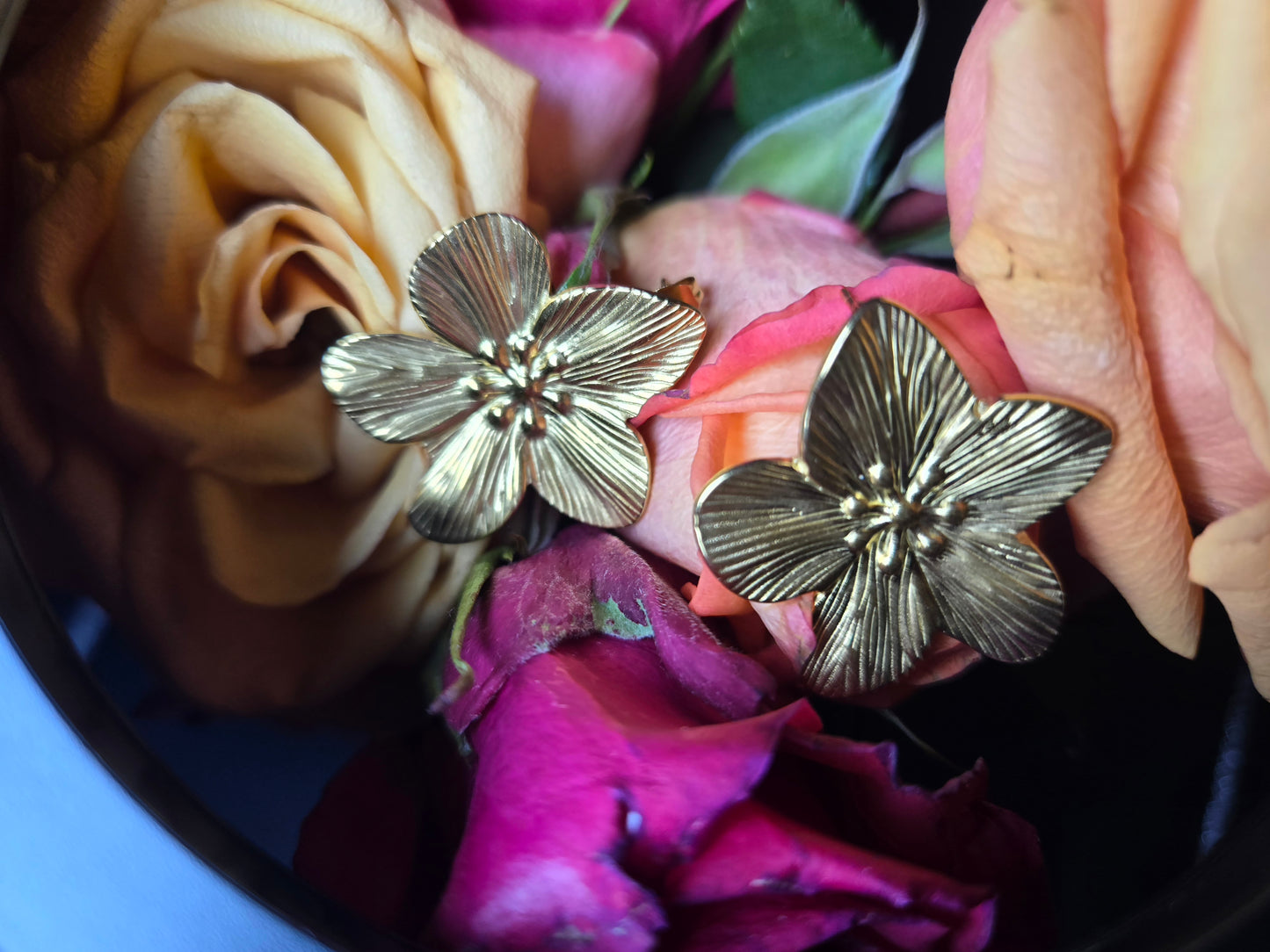 Gold Flower Stud Earrings