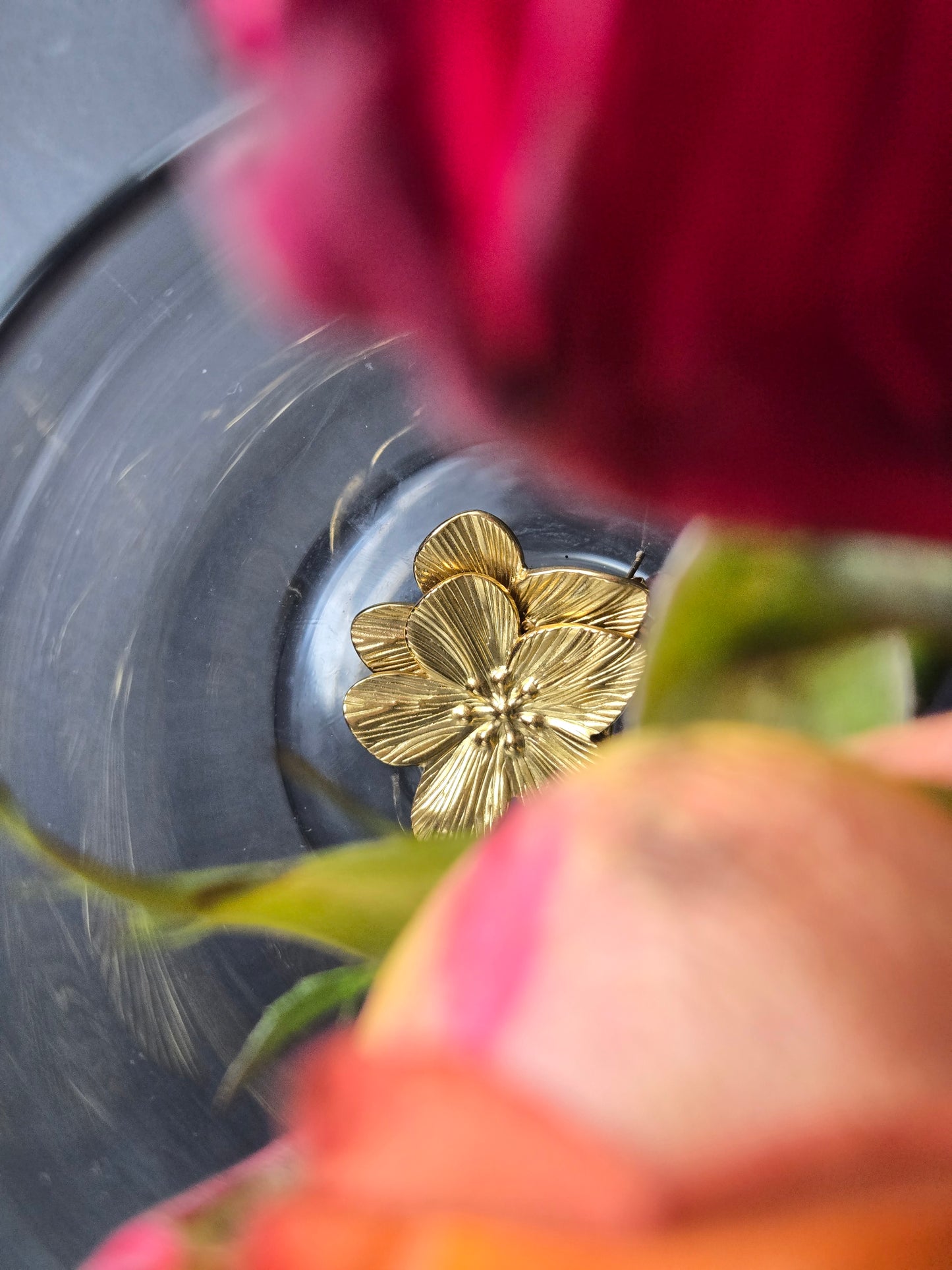 Gold Flower Stud Earrings