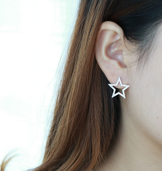 Sterling Silver STAR studded silver earrings