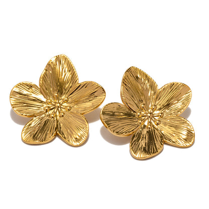 French Royal Vintage Gold Flower Stud Earrings