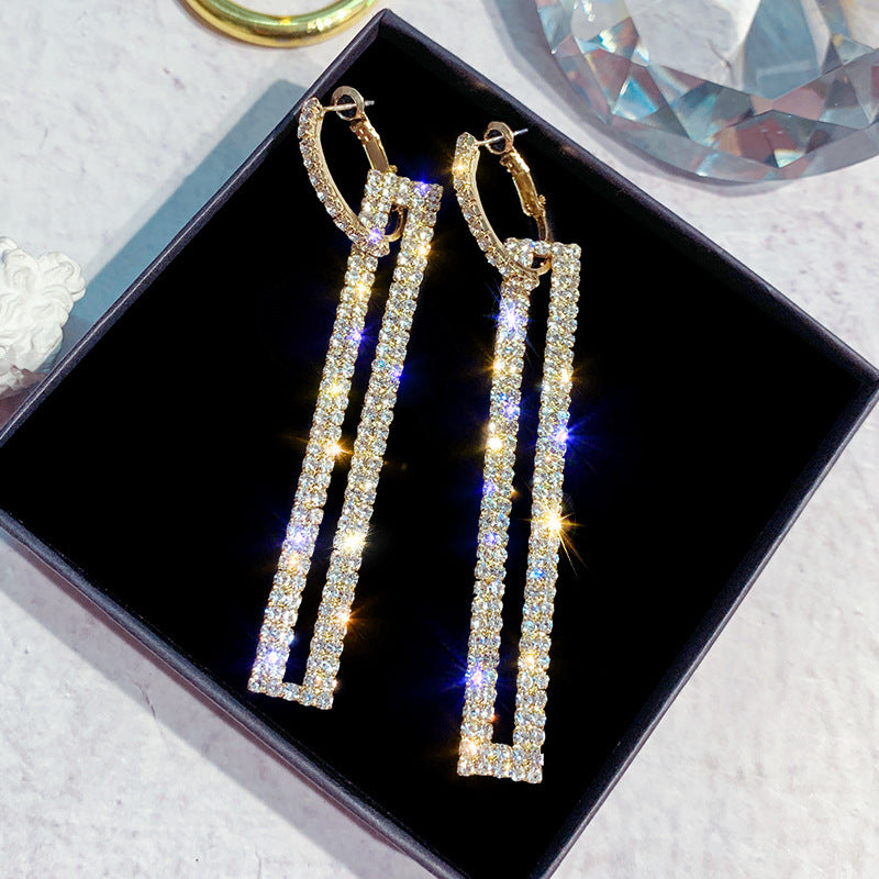 Rectangle Earrings with Diamonds