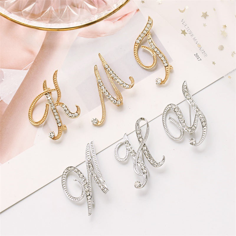 Queen's Alphabet Brooches With Diamonds