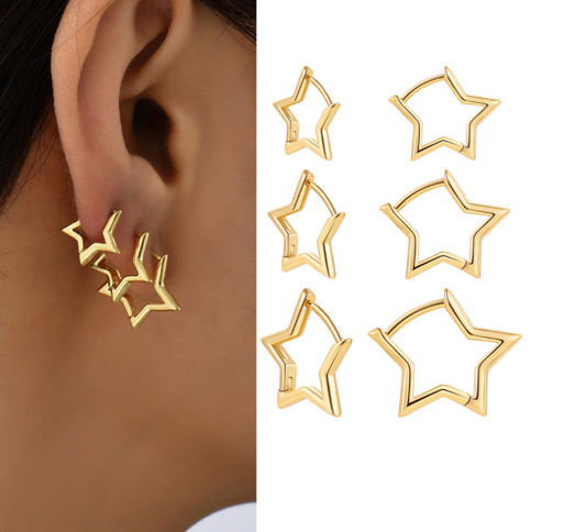 Gold colored geometric-shaped earrings