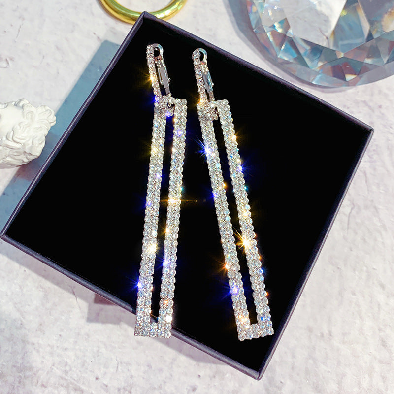 Rectangle Earrings with Diamonds