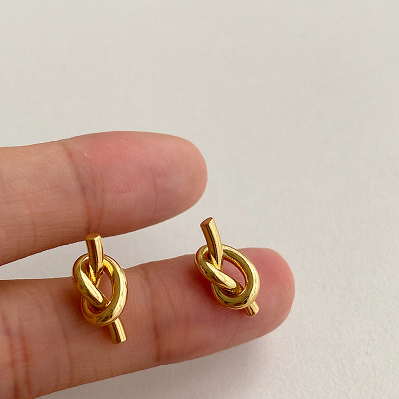 French Style Small Knotted Stud Earrings