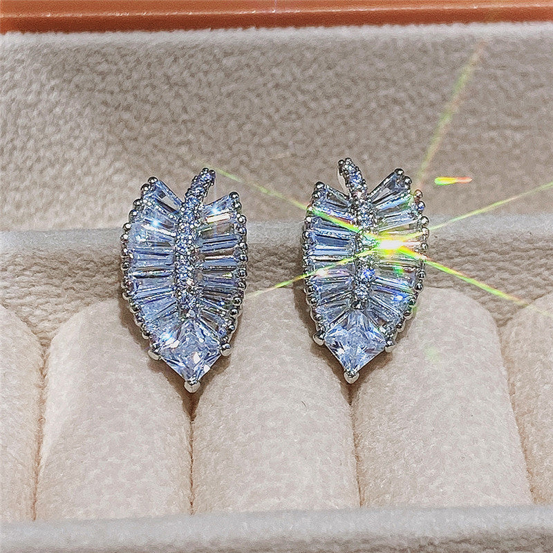 Delicate Leaf Shaped Stud Earrings