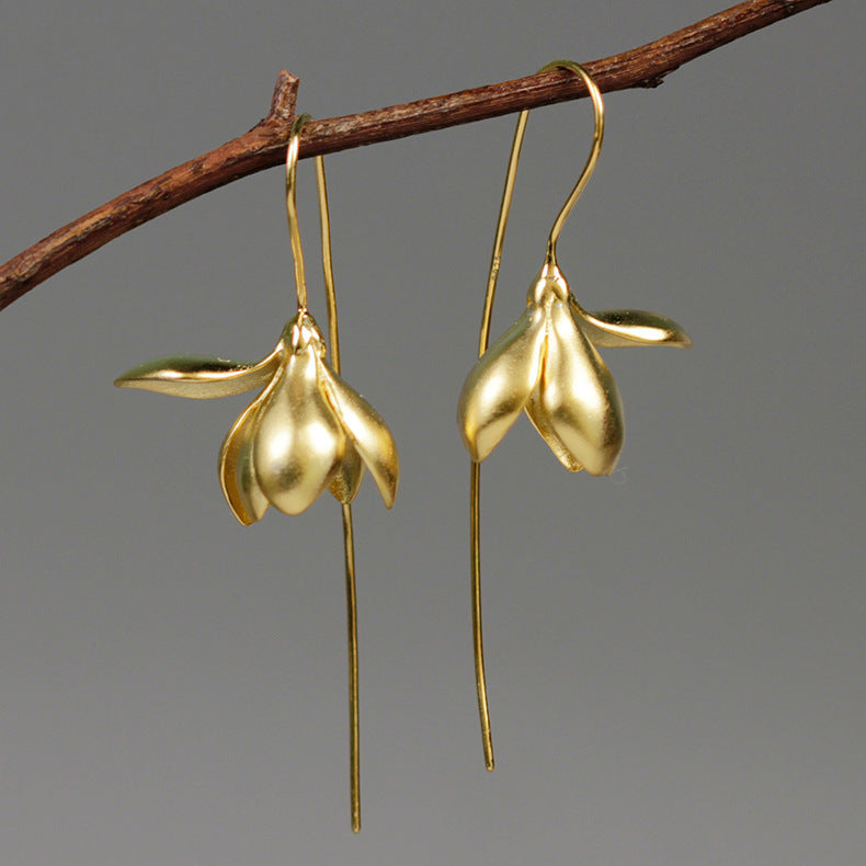 Magnolia Flower Dangle Earrings