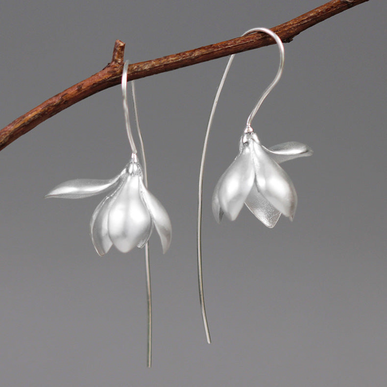 Magnolia Flower Dangle Earrings