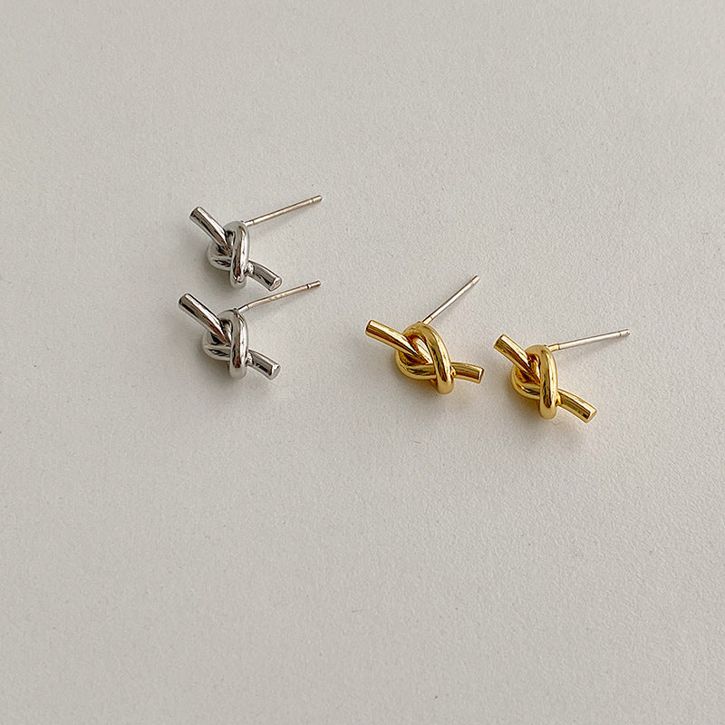 French Style Small Knotted Stud Earrings