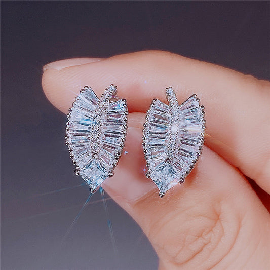 Delicate Leaf Shaped Stud Earrings