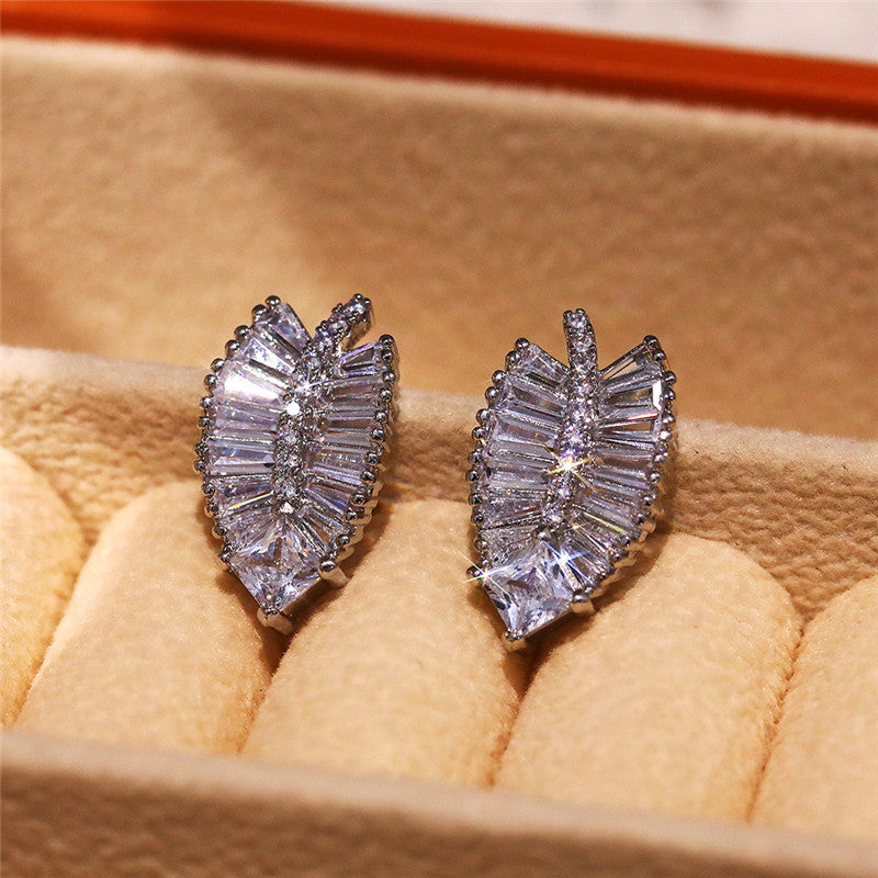 Delicate Leaf Shaped Stud Earrings